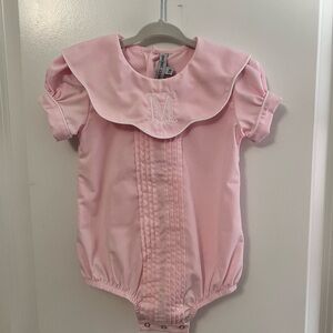 Pink Scalloped Bib Collar Bubble with Monogram - Dressy Bubble